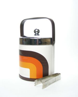 668 - vintage ijsemmer wit oranje bruin