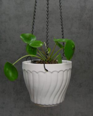 702 - vintage hang bloempot wit