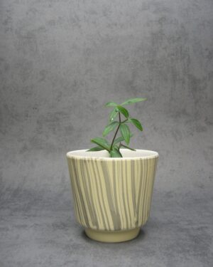 1051 - bloempot zebraprint geel grijs