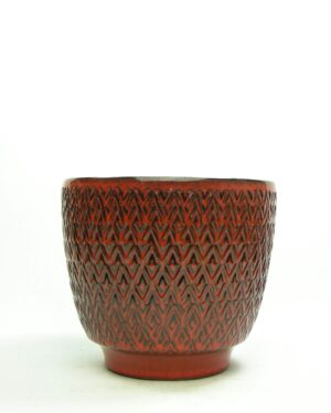 1130 - bloempot rood-zwart zigzag motief