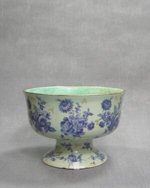 1293 - bloempot - kastkom H. Bequet Quaregnon groen - blauw - goud