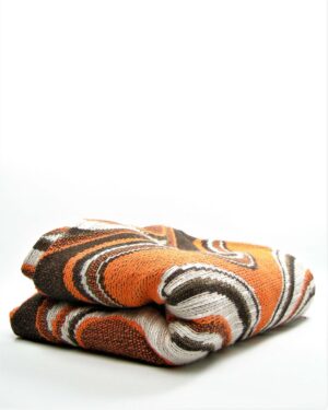 920 - vintage tafelkleed oranje bruin wit