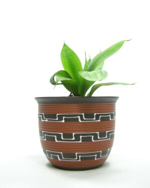 1532 - bloempot 139-17 bruin - zwart - wit