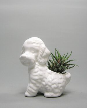 1746 - vintage bloempot hond wit