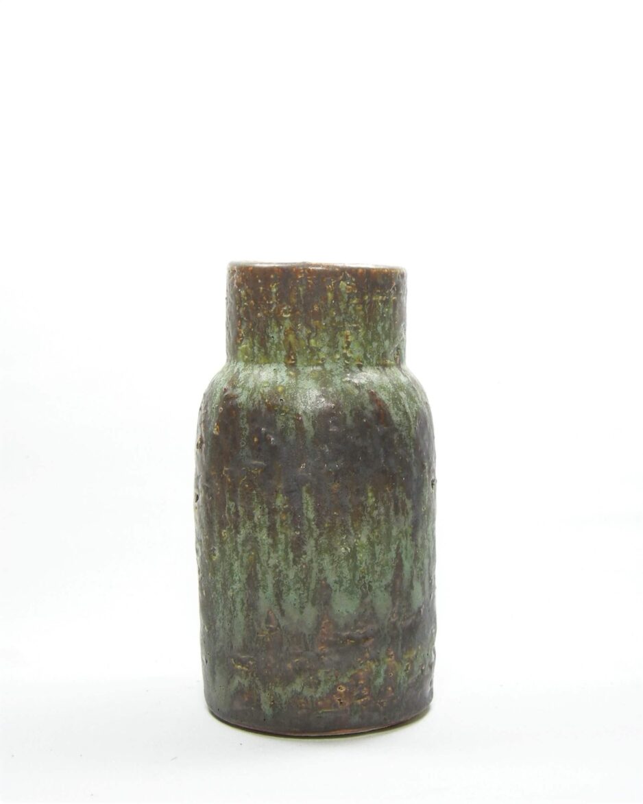 341 - vintage vaas aardewerk groen bruin