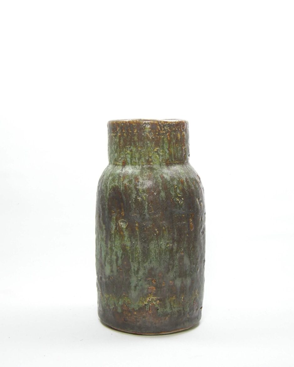341 - vintage vaas aardewerk groen bruin