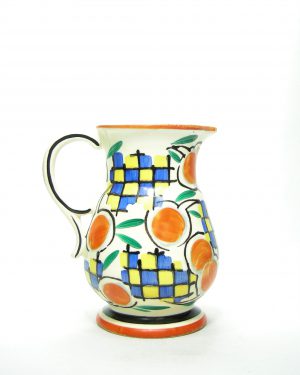 760 - pitcher Ditmar Urbach Czechoslovakia jaren 30 wit - oranje - blauw -groen -geel