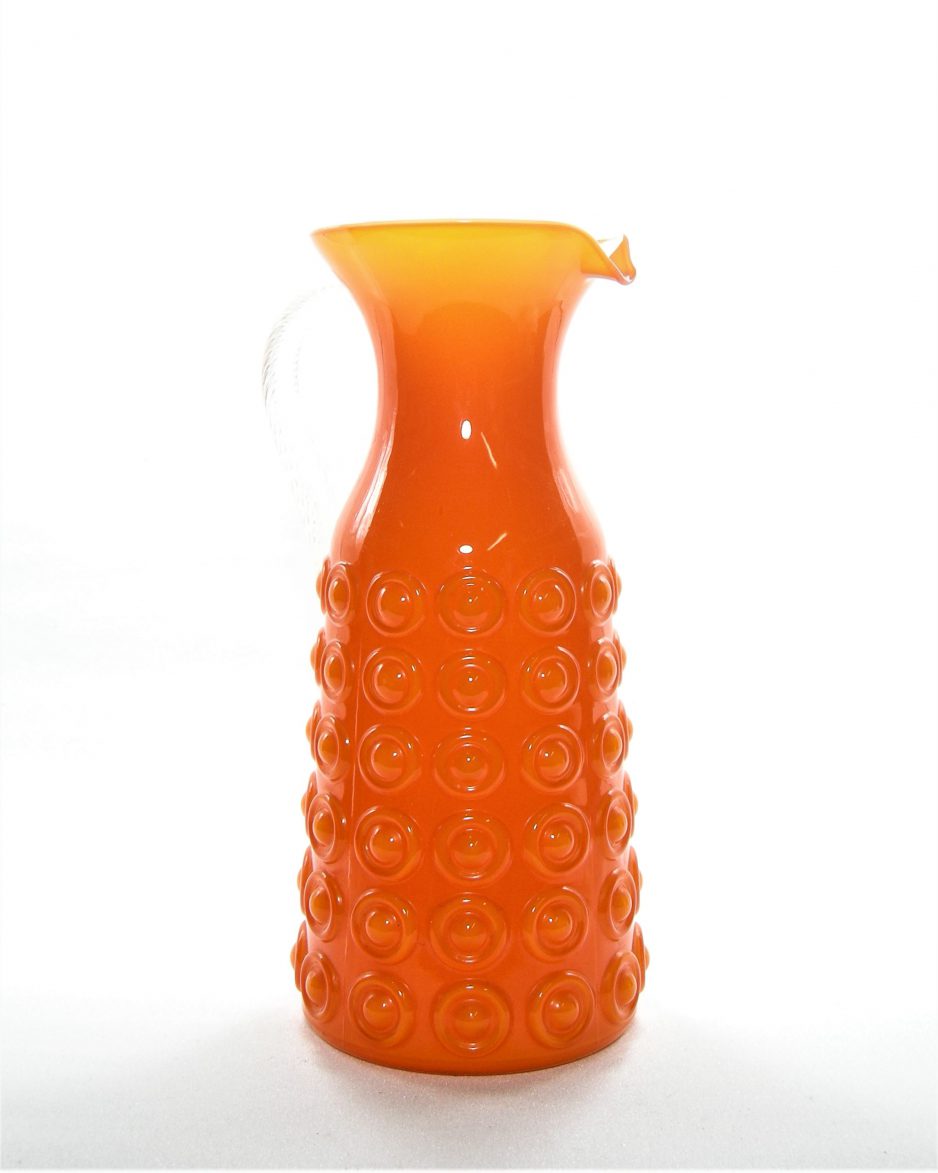 1073 - glazen vaas Palina Fiorentina, handgeblazen vaas-pitcher jaren 60/70 uit Italie oranje