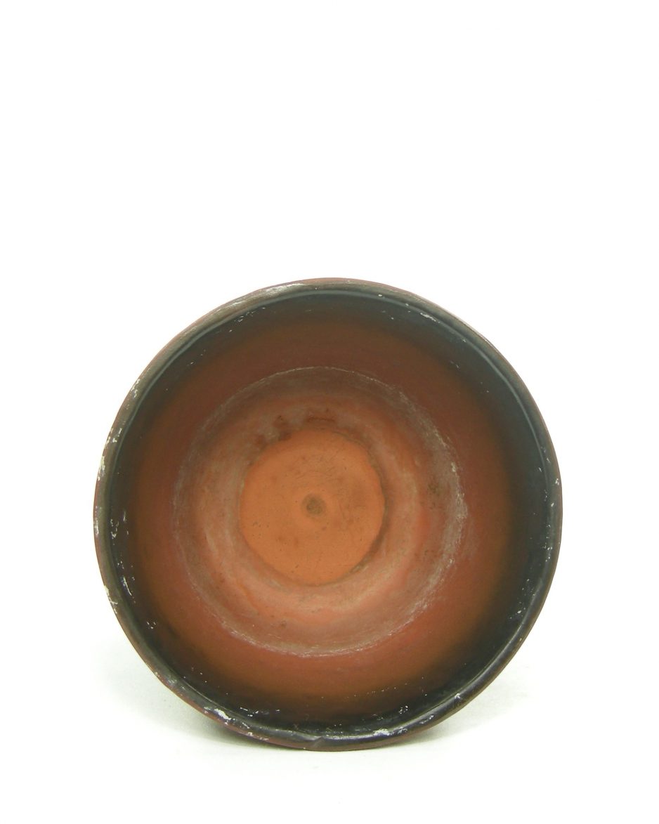 1209 - bloempot berkenbast op voet bruin - zwart
