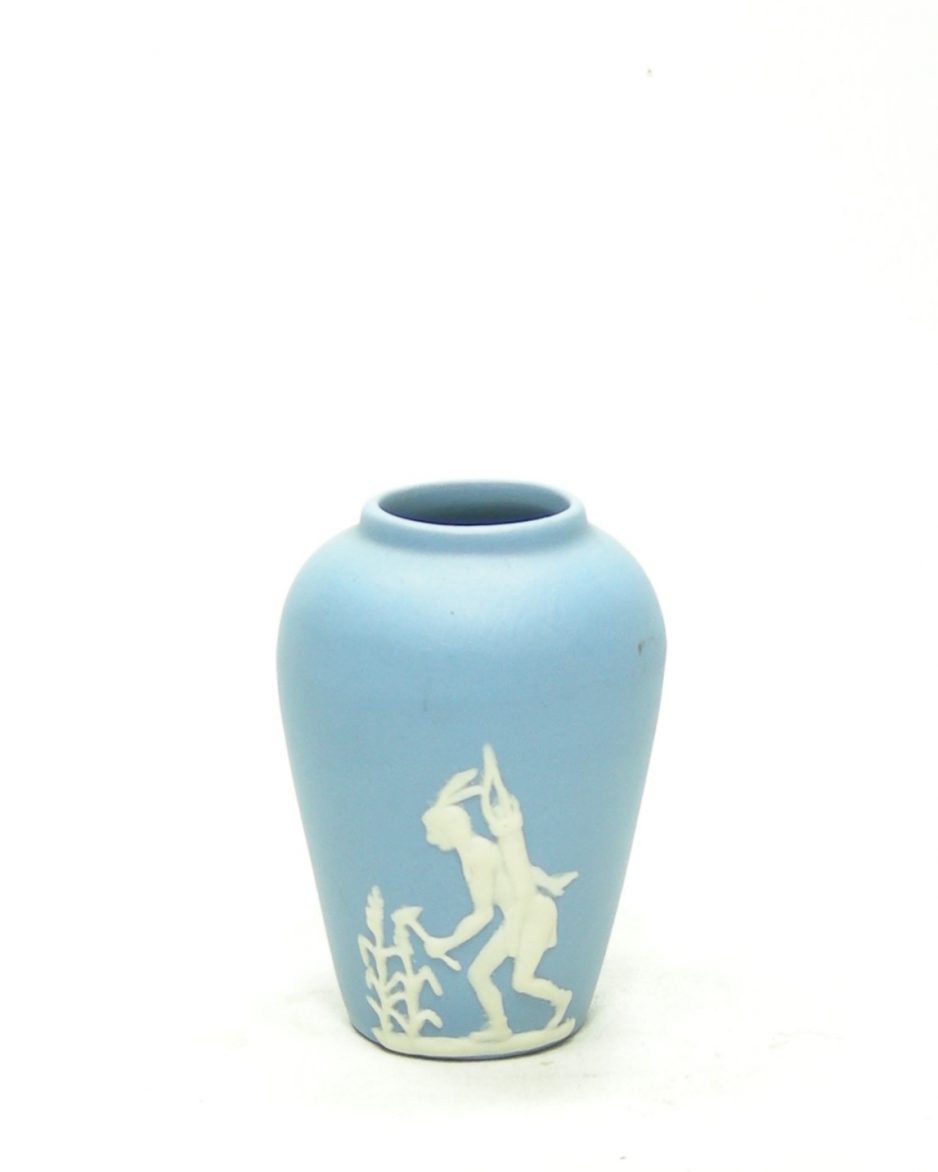 1220 - vaasje Ecanada Art Pottery Canada blauw - wit