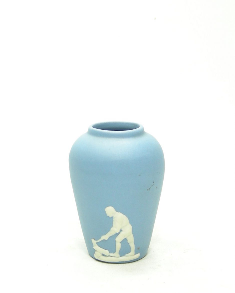 1220 - vaasje Ecanada Art Pottery Canada blauw - wit