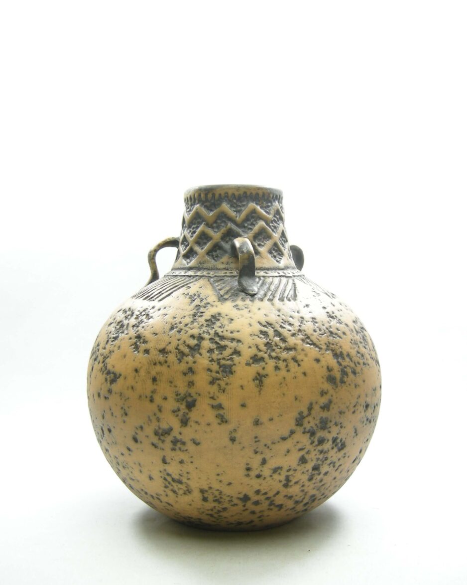 1554 - Vintage vaas West Germany Jasba Keramik 153-23 bruin - zwart