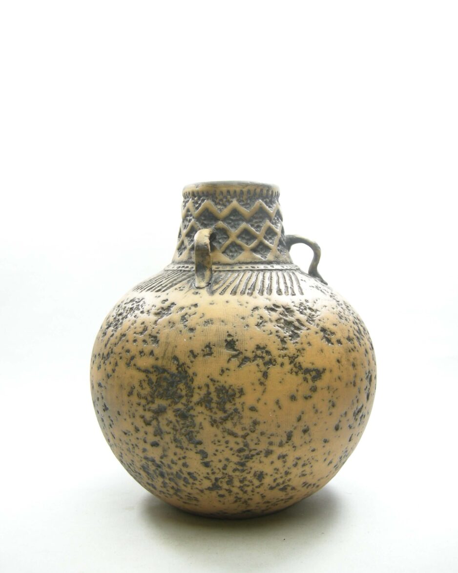 1554 - Vintage vaas West Germany Jasba Keramik 153-23 bruin - zwart