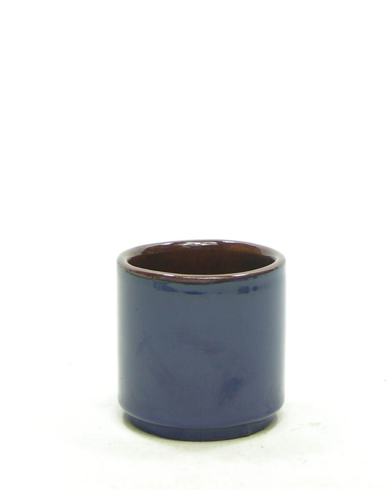 1595 – vintage mini bloempotje cilinder blauw