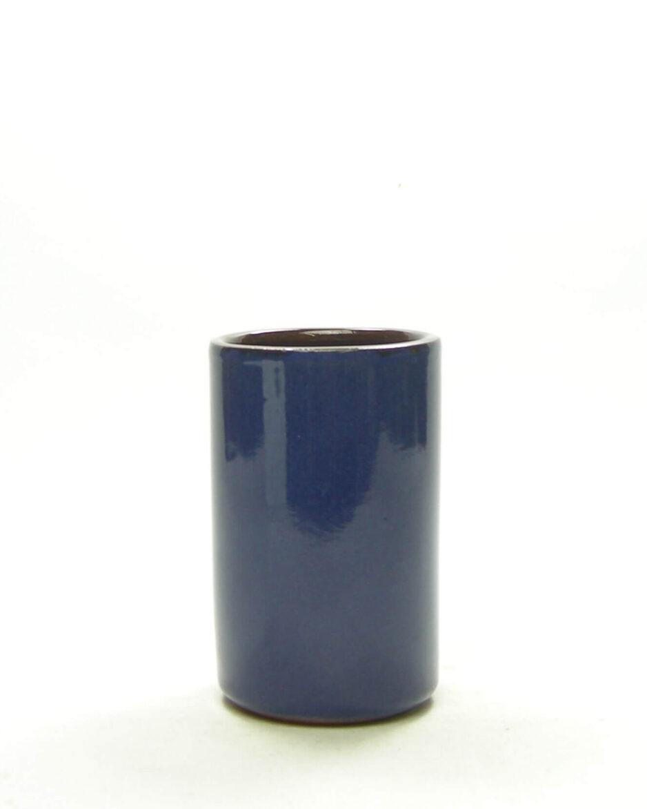1655 - vintage bloempotje-vaasje cilinder blauw