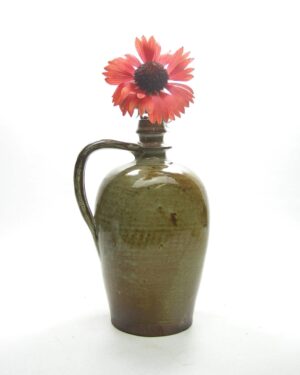 1664 - vintage vaas kruikmodel bruin - groen