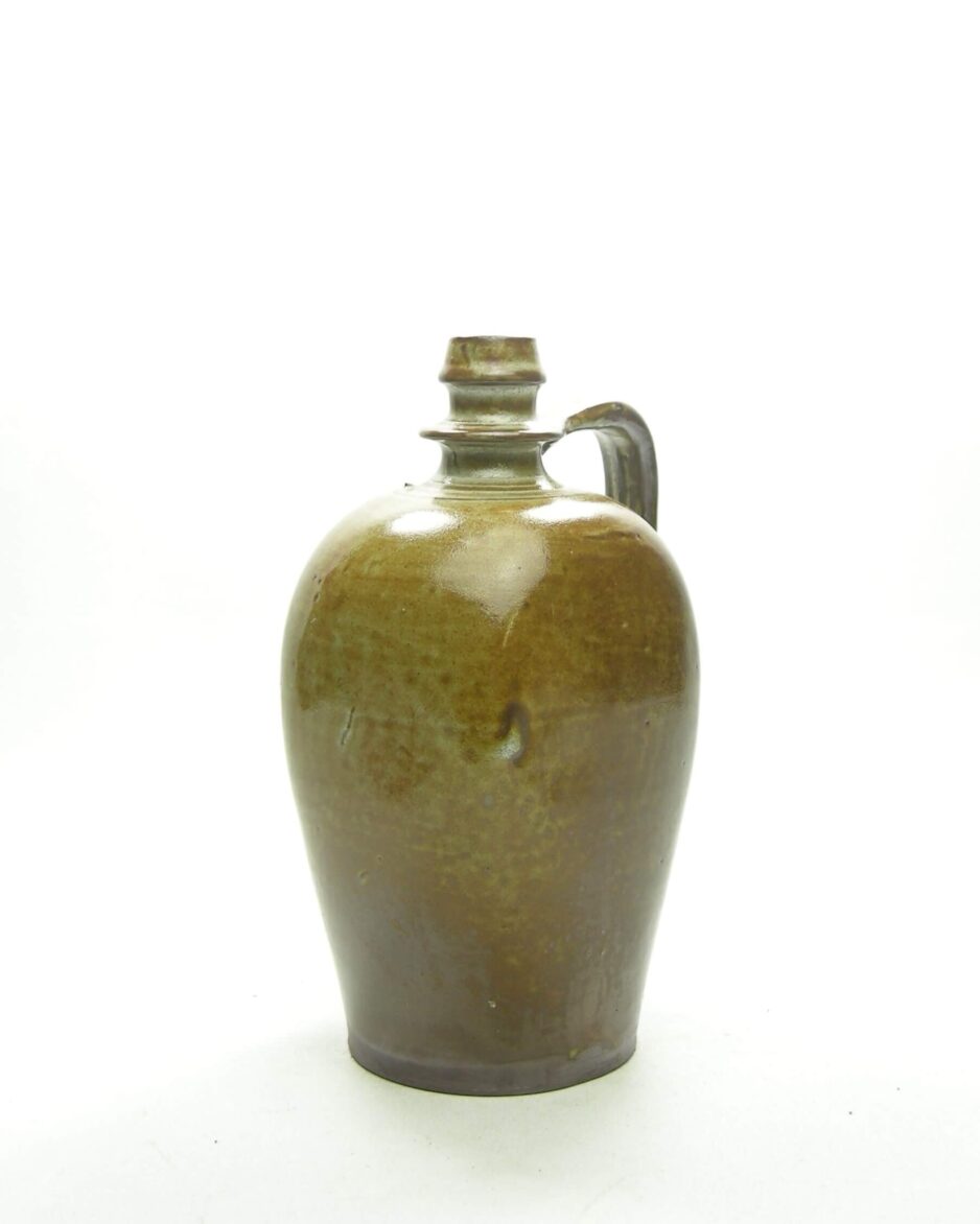 1664 - vintage vaas kruikmodel bruin - groen
