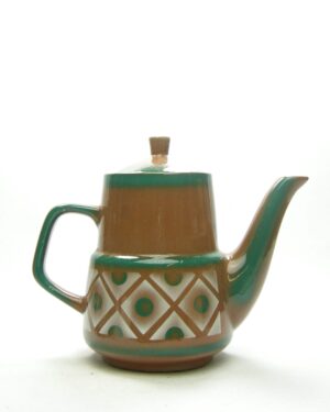 1667 – vintage Koffiepot Made in GDR 06 bruin-groen-wit