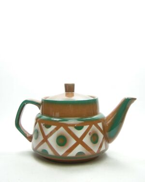 1668 – vintage Theepot Made in GDR 06 bruin-groen-wit