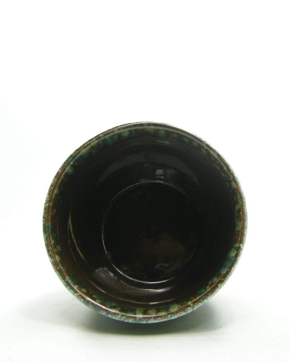 1739 - vintage bloempot gemarmerd groen - bruin