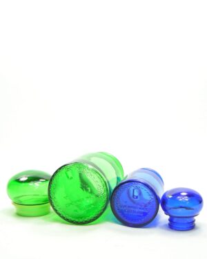 1741 – 1742 – vintage apothekers potjes blauw en groen made in Belgium