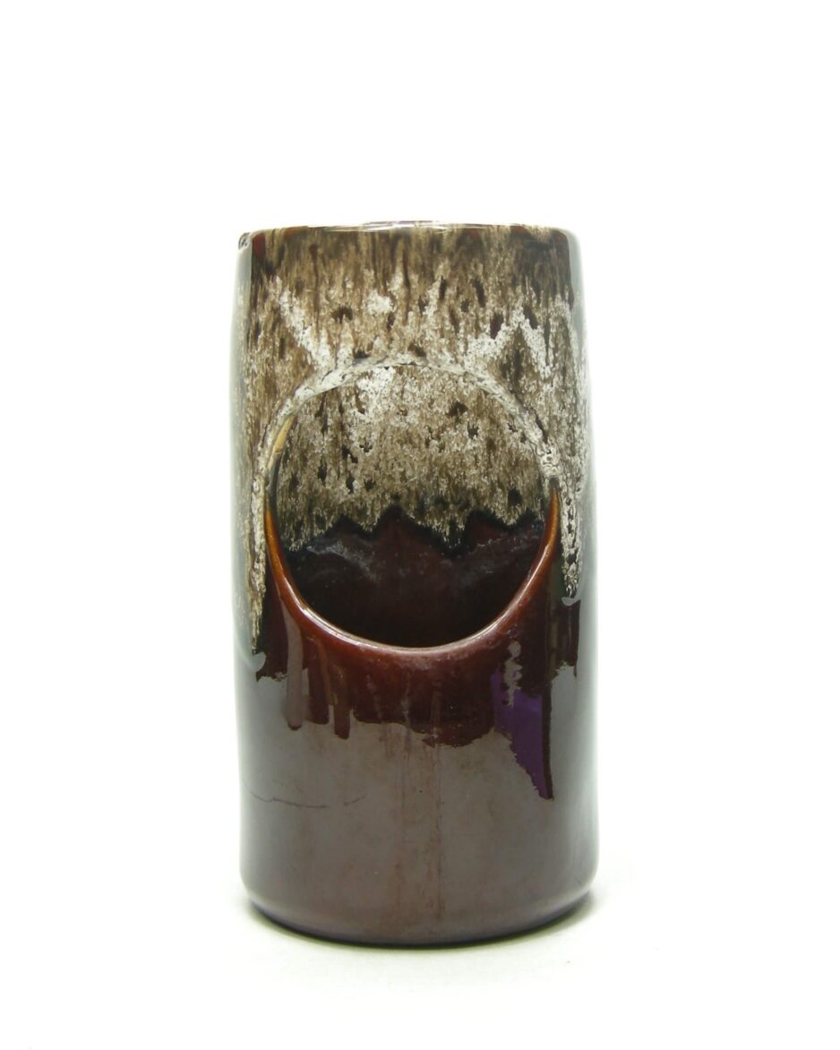 1795 - vintage wand bloempot fat lava bruin - wit