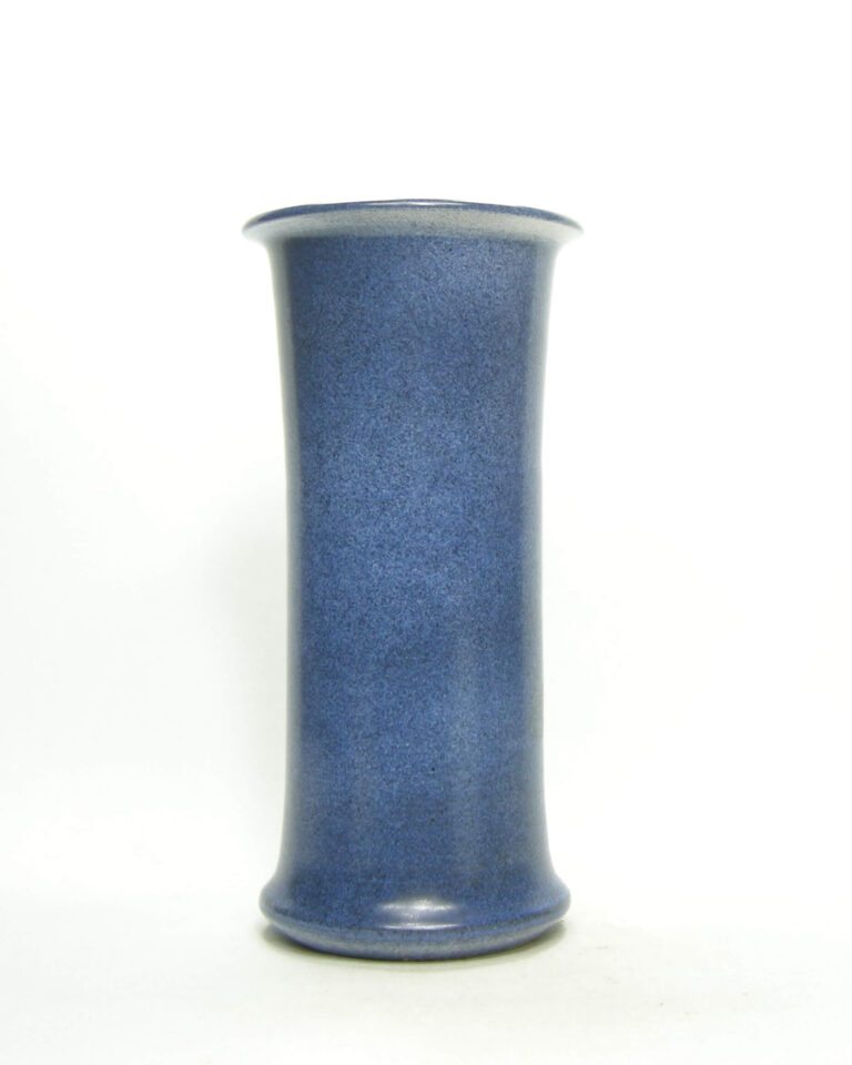 1800 – vintage vaas cilinder op stokjes gebakken blauw gespikkeld
