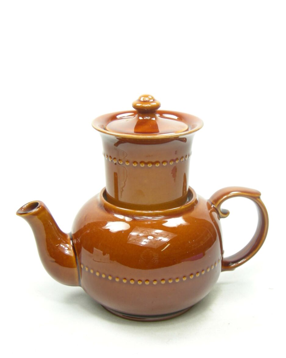 1807 - vintage koffiepot met filter Heisterholz keramik bruin