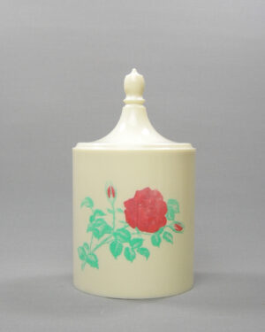 1839 - vintage kunststof voorraad pot roos crème - rood