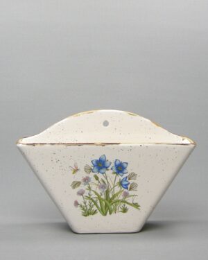 1853 - vintage koffiefilterhouder beige-blauw-groen met bloemen