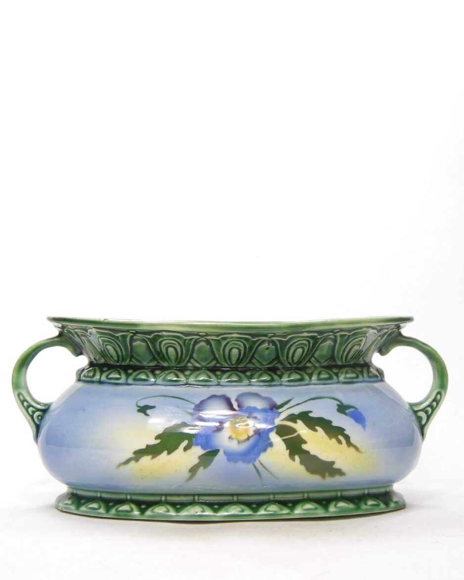 1861 - vintage bloempot 10450 IV blauw - groen - geel - paars