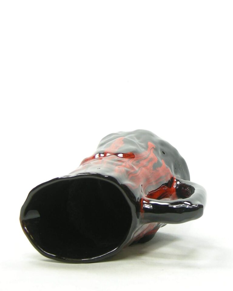 1864 – vintage vaas pitcher model fat lava rood zwart