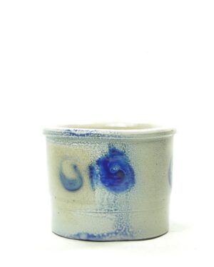 1893- – vintage bloempot Keuls Aardewerk grijs – blauw
