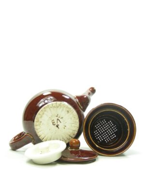 1904 – Villeroy en Boch Vintage koffiepot met filter V&B 5 Made in Luxembourg bruin