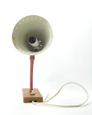 1936 – vintage metalen lamp met sterretjes rond de rand bruin/rood