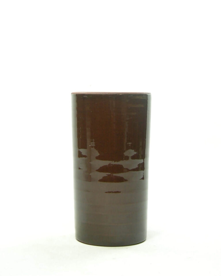955 – vintage bloempot – vaas cilinder bruin