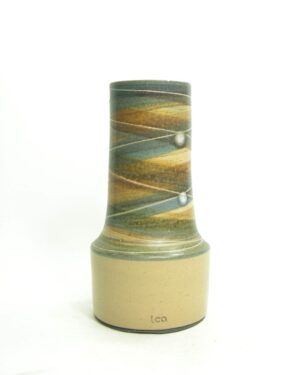2099 - vintage vaas LCA pottery bruin - beige - blauw - groen