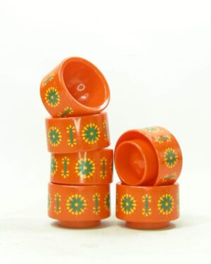 2450 - vintage eierdopjes oranje - groen - geel