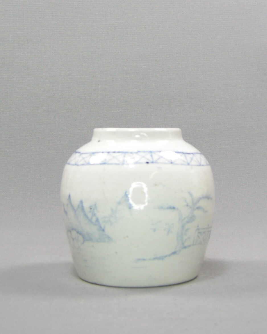 2470 - vintage gemberpot wit - blauw