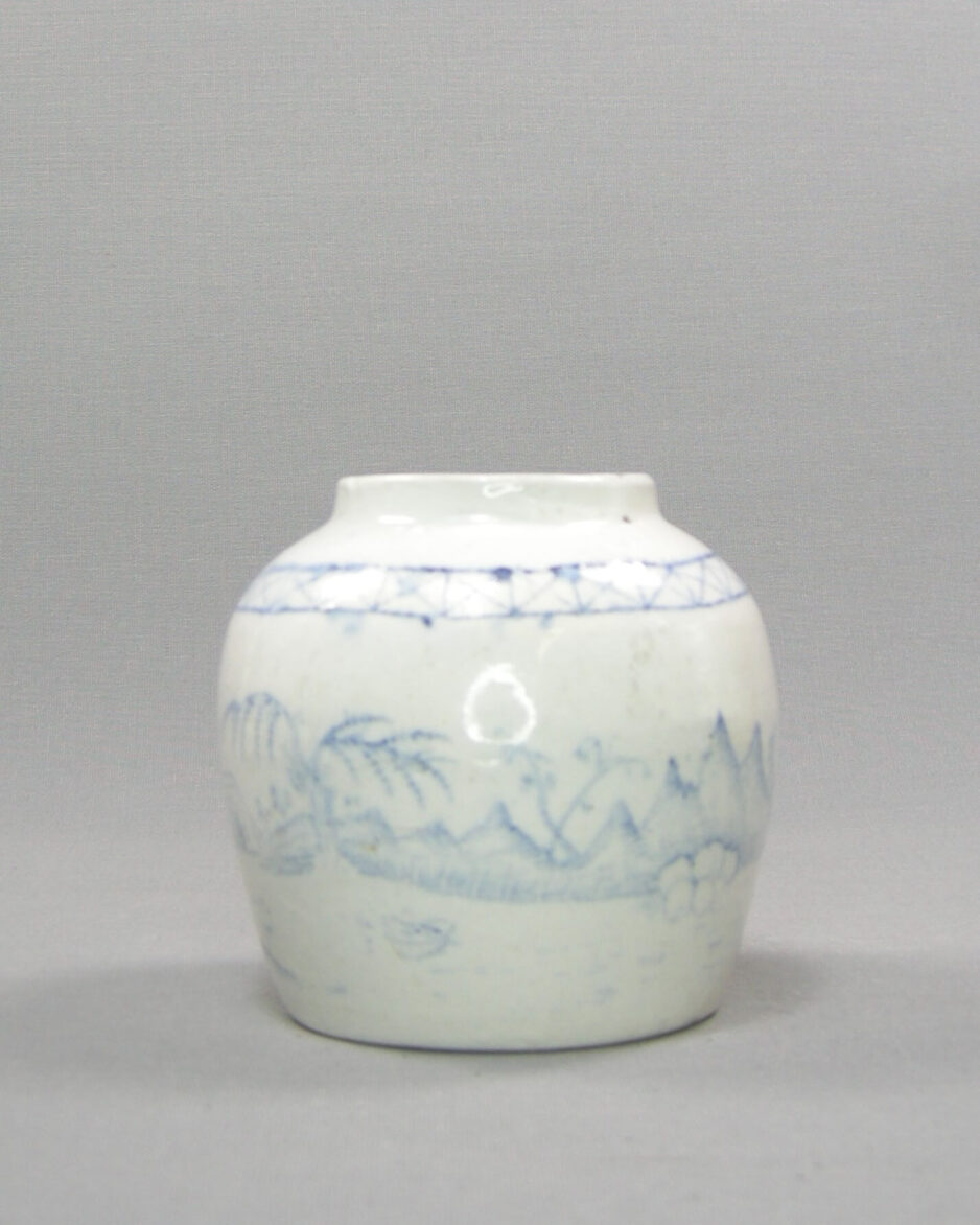 2470 - vintage gemberpot wit - blauw