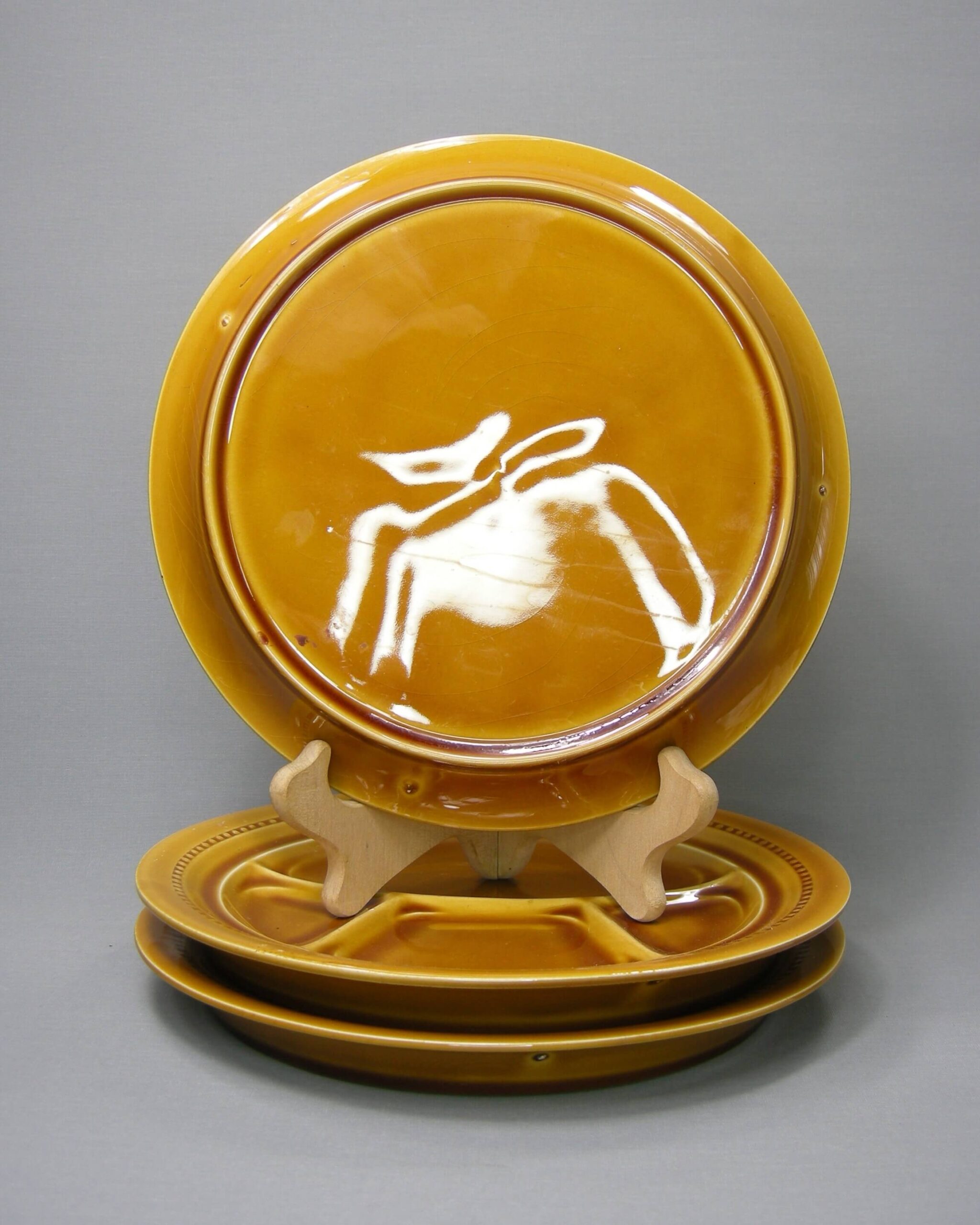 2618 - vintage Gourmetbord – fonduebord okergeel