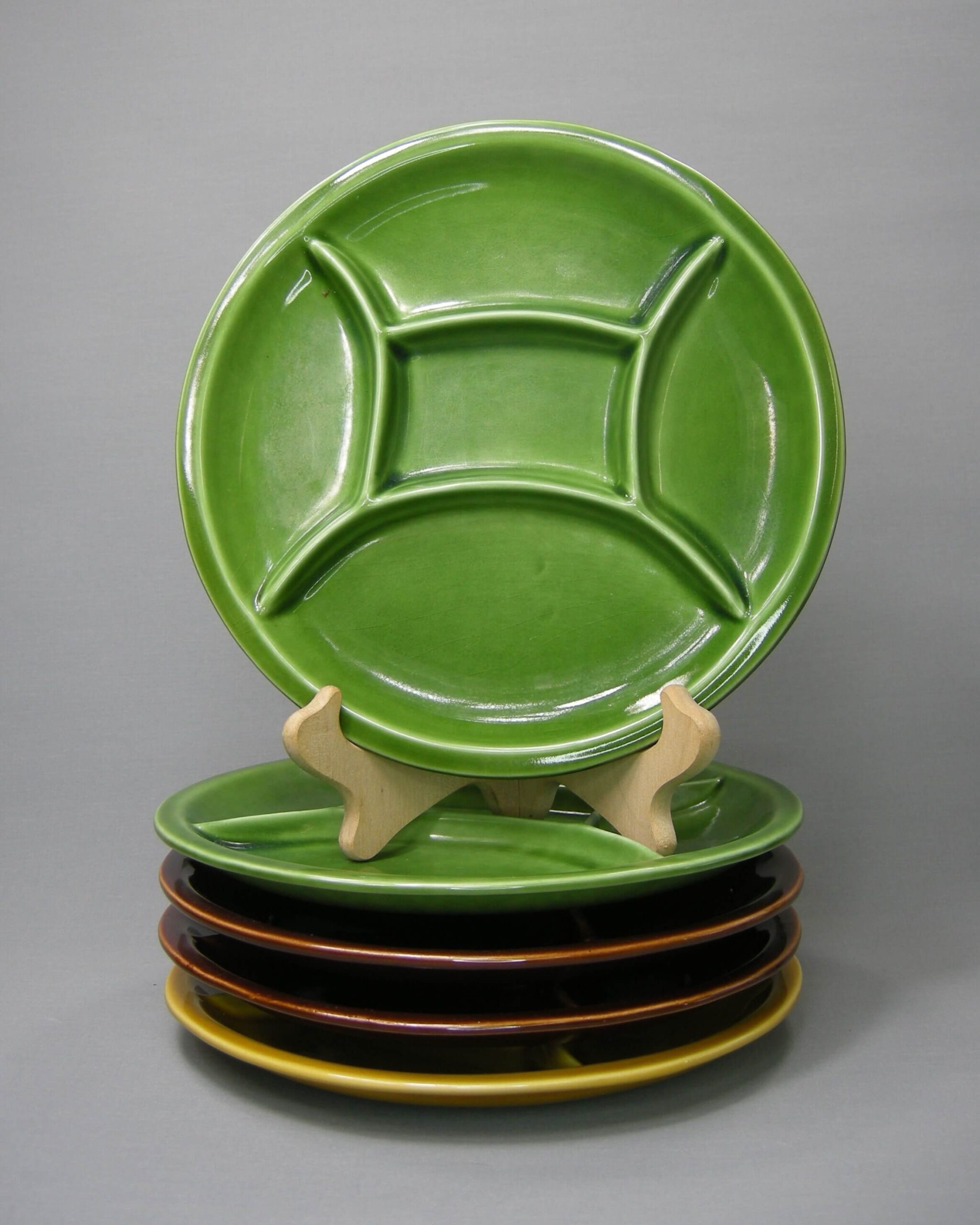 2619 - vintage Gourmetbord - fonduebord groen-bruin-oker