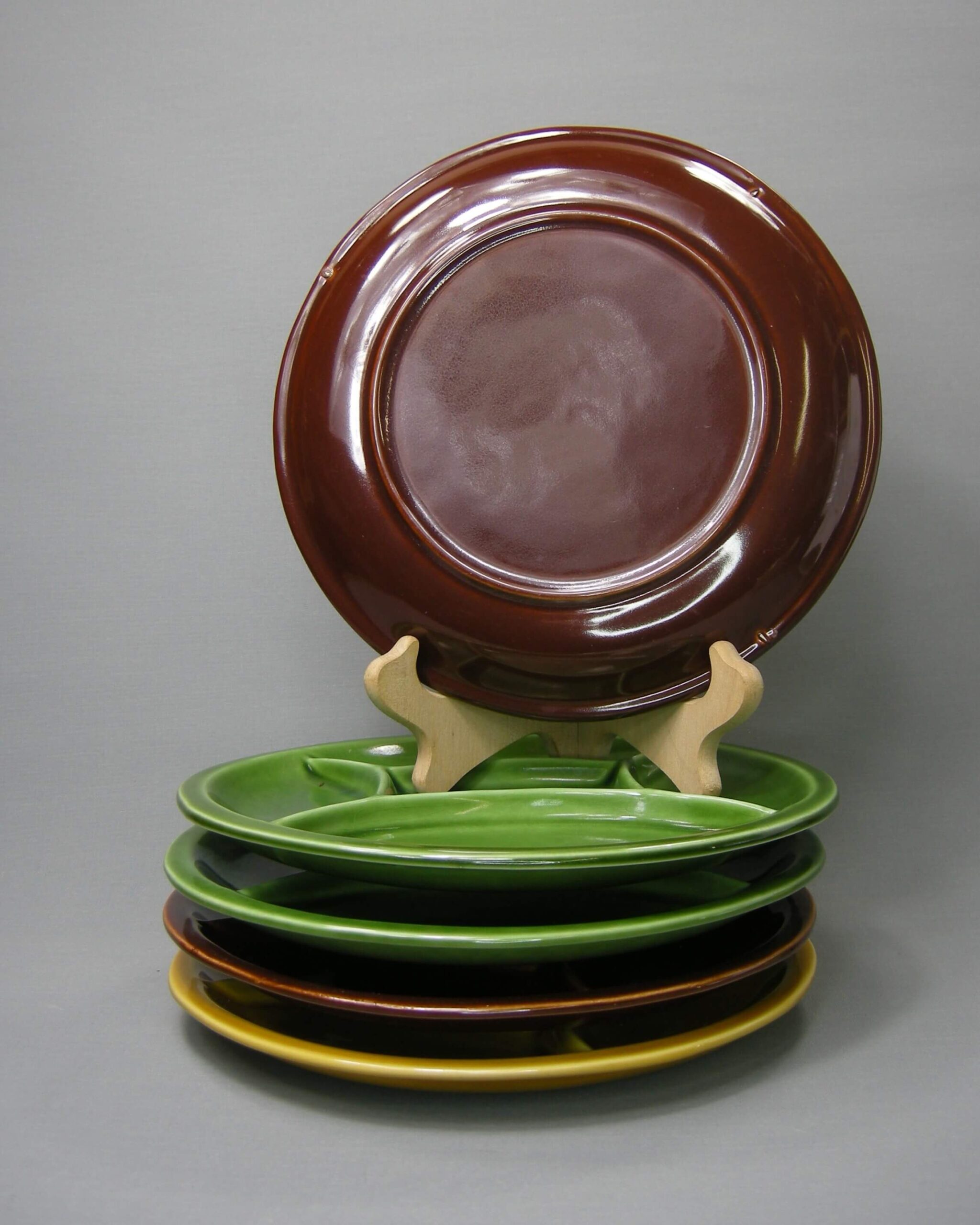 2619 - vintage Gourmetbord - fonduebord groen-bruin-oker