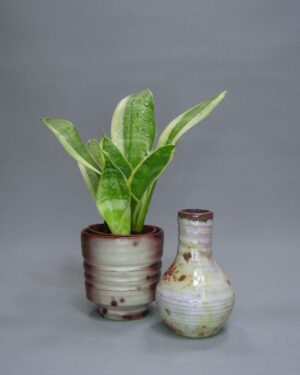 2633-2634 - bloempotje en vaasje op stokjes gebakken