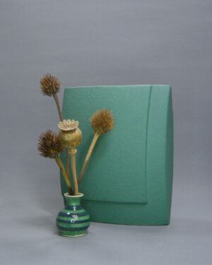 2637-2638- vintage vaas ovaal en mini vaasje