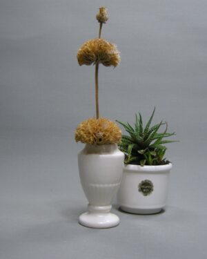 2645-2646 - vintage vaasje en bloempotje Delfs wit