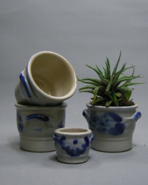 2648-2649- vintage bloempotjes Keuls aardewerk